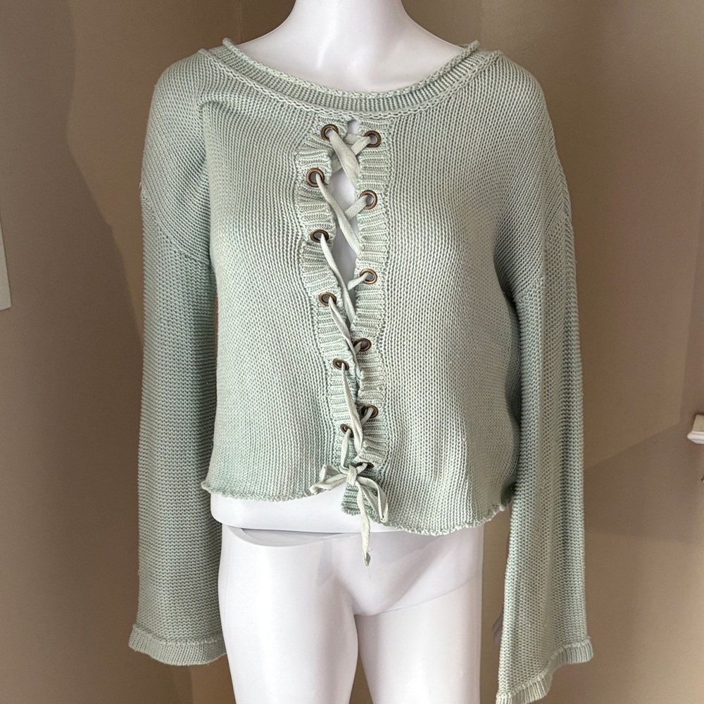 Vintage Havana Sage Lace-Up Sweater
